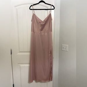 NWT- Blush Pink Satin Midi Dress
